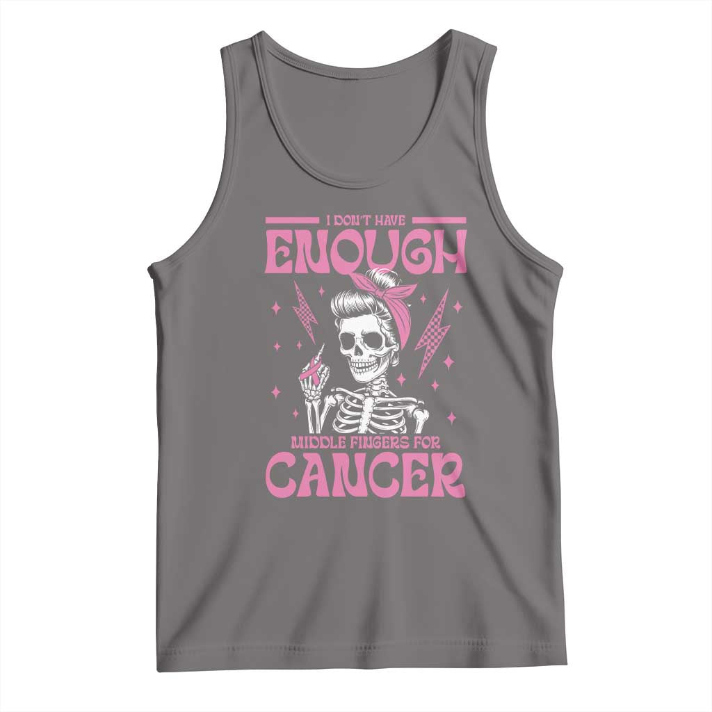 Funny Skeleton Breast Cancer Tank Top I Dont Have Enough Middle Fingers TS12 Deep Heather Print Your Wear