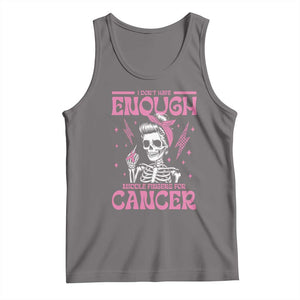 Funny Skeleton Breast Cancer Tank Top I Dont Have Enough Middle Fingers TS12 Deep Heather Print Your Wear