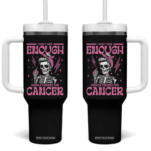 Funny Skeleton Breast Cancer Tumbler With Handle I Dont Have Enough Middle Fingers TS12 One Size: 40 oz Black Print Your Wear