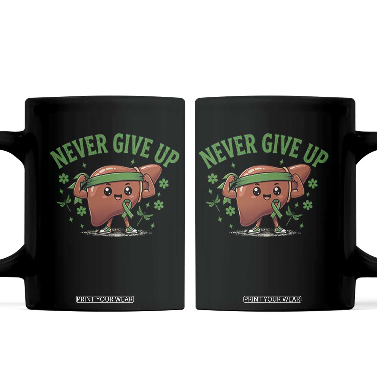 Liver Cancer Awareness Transplant Support Coffee Mug Never Give Up Nurse Gift TS12 Black Print Your Wear