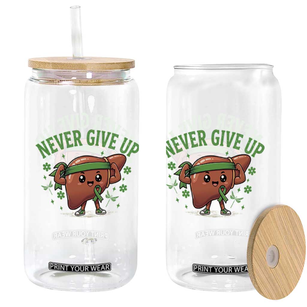 Liver Cancer Awareness Transplant Support Glass Can Never Give Up Nurse Gift TS12 Print Your Wear