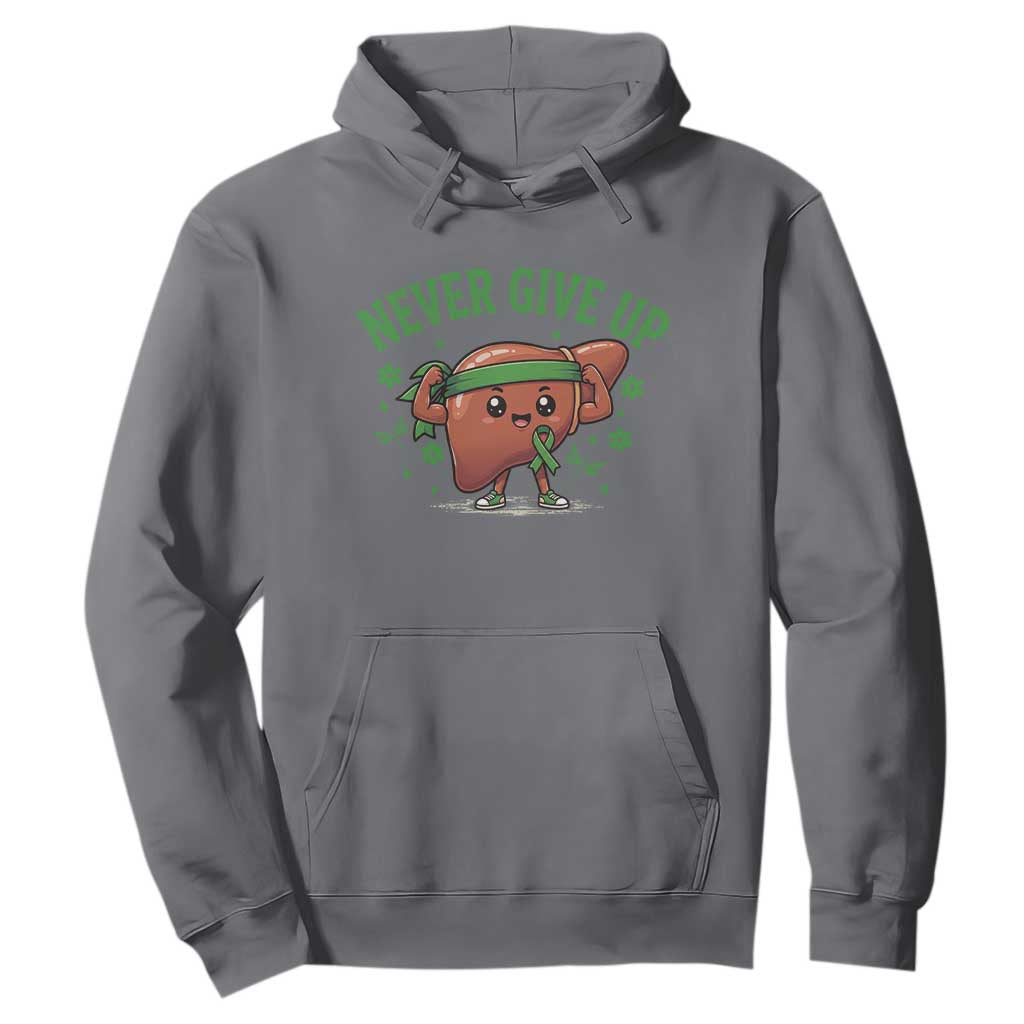 Liver Cancer Awareness Transplant Support Hoodie Never Give Up Nurse Gift TS12 Charcoal Print Your Wear