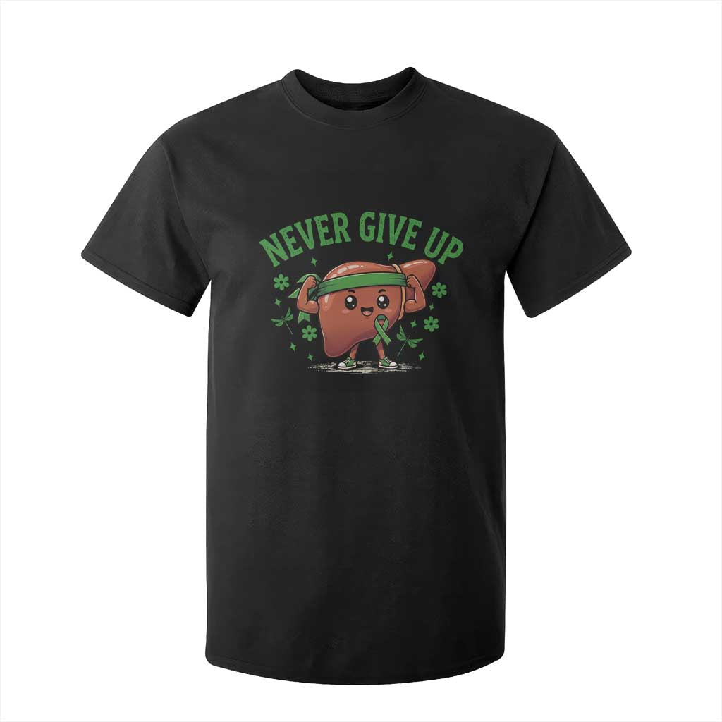 Liver Cancer Awareness Transplant Support T Shirt For Kid Never Give Up Nurse Gift TS12 Black Print Your Wear