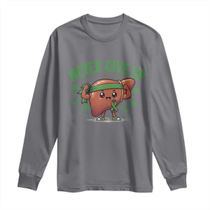 Liver Cancer Awareness Transplant Support Long Sleeve Shirt Never Give Up Nurse Gift TS12 Charcoal Print Your Wear