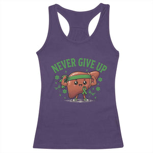 Liver Cancer Awareness Transplant Support Racerback Tank Top Never Give Up Nurse Gift TS12 Purple Print Your Wear