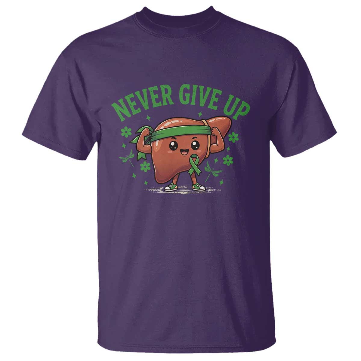 Liver Cancer Awareness Transplant Support T Shirt Never Give Up Nurse Gift TS12 Purple Print Your Wear