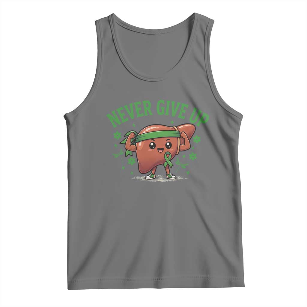 Liver Cancer Awareness Transplant Support Tank Top Never Give Up Nurse Gift TS12 Black Heather Print Your Wear