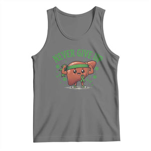 Liver Cancer Awareness Transplant Support Tank Top Never Give Up Nurse Gift TS12 Black Heather Print Your Wear