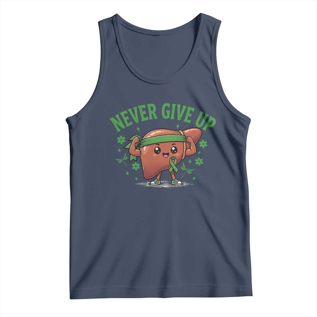 Liver Cancer Awareness Transplant Support Tank Top Never Give Up Nurse Gift TS12 Navy Print Your Wear