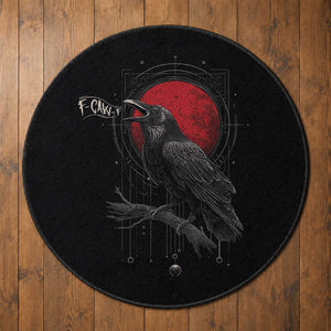 Horror Raven Round Rug F Caw F Gothic Blood Moon Halloween