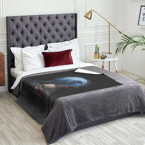 Horror Raven On Skull Throw Blanket Full Moon Gothic Art TS12 Print Your Wear