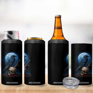 Horror Raven On Skull 4 in 1 Can Cooler Tumbler Full Moon Gothic Art TS12 Print Your Wear