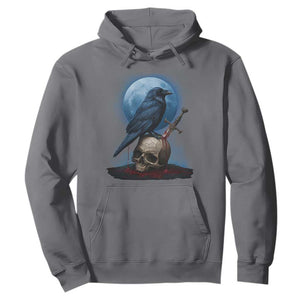 Horror Raven On Skull Hoodie Full Moon Gothic Art TS12 Charcoal Print Your Wear