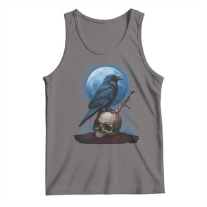 Horror Raven On Skull Tank Top Full Moon Gothic Art TS12 Deep Heather Print Your Wear