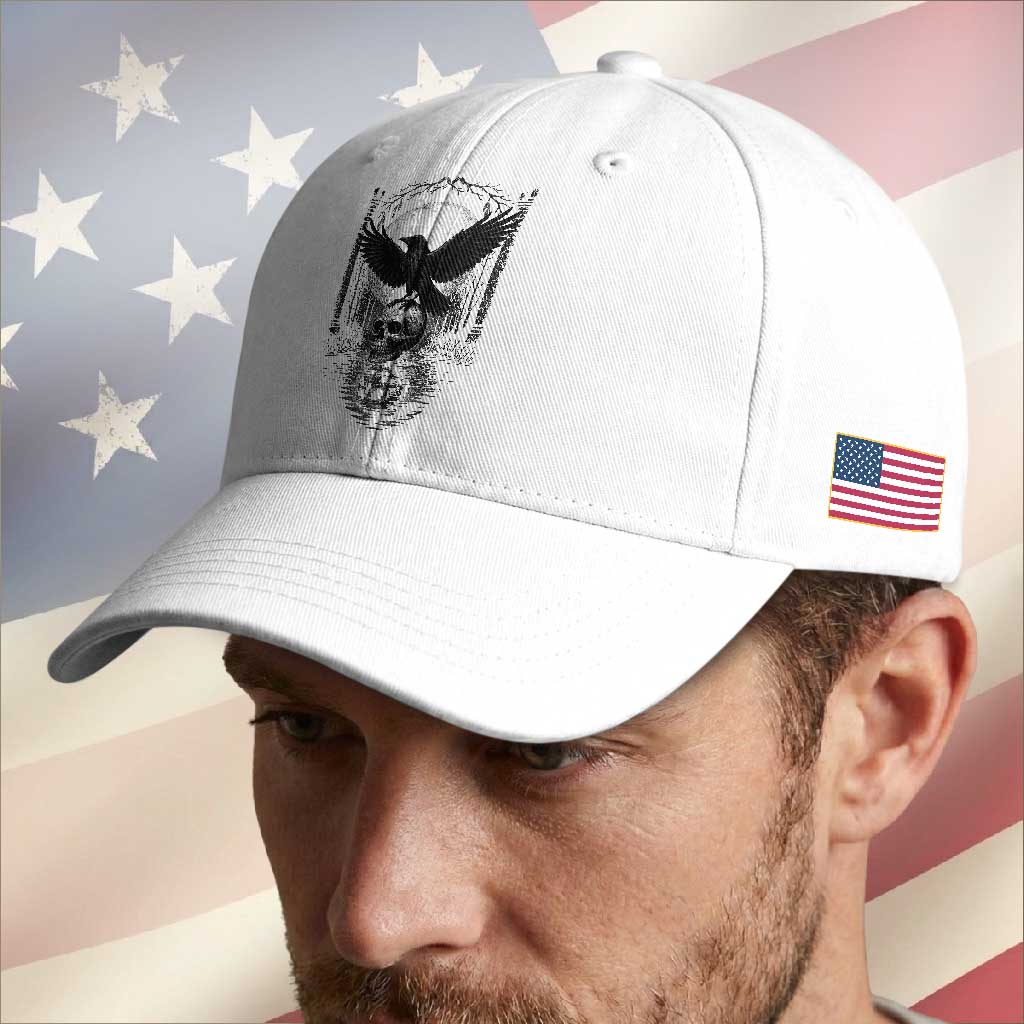 Gothic Raven On Skull With Full Moon Baseball Cap TS12 Print Your Wear