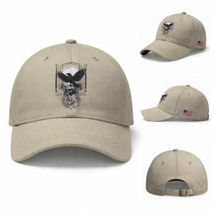 Gothic Raven On Skull With Full Moon Baseball Cap TS12 Baseball Cap Universal Fit Beige Print Your Wear