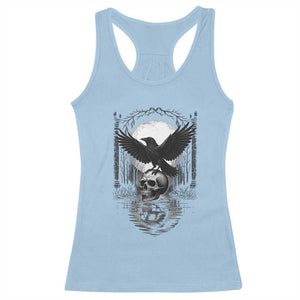 Gothic Raven On Skull With Full Moon Racerback Tank Top TS12 Light Blue Print Your Wear