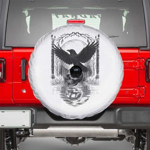 Gothic Raven On Skull With Full Moon Spare Tire Cover TS12 White Print Your Wear