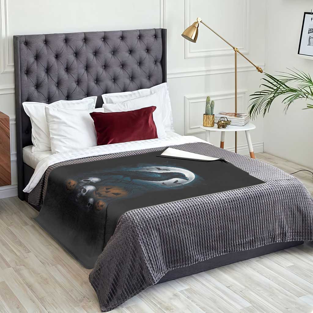 Halloween Gothic Raven Throw Blanket Full Moon Horror Art TS12 Print Your Wear