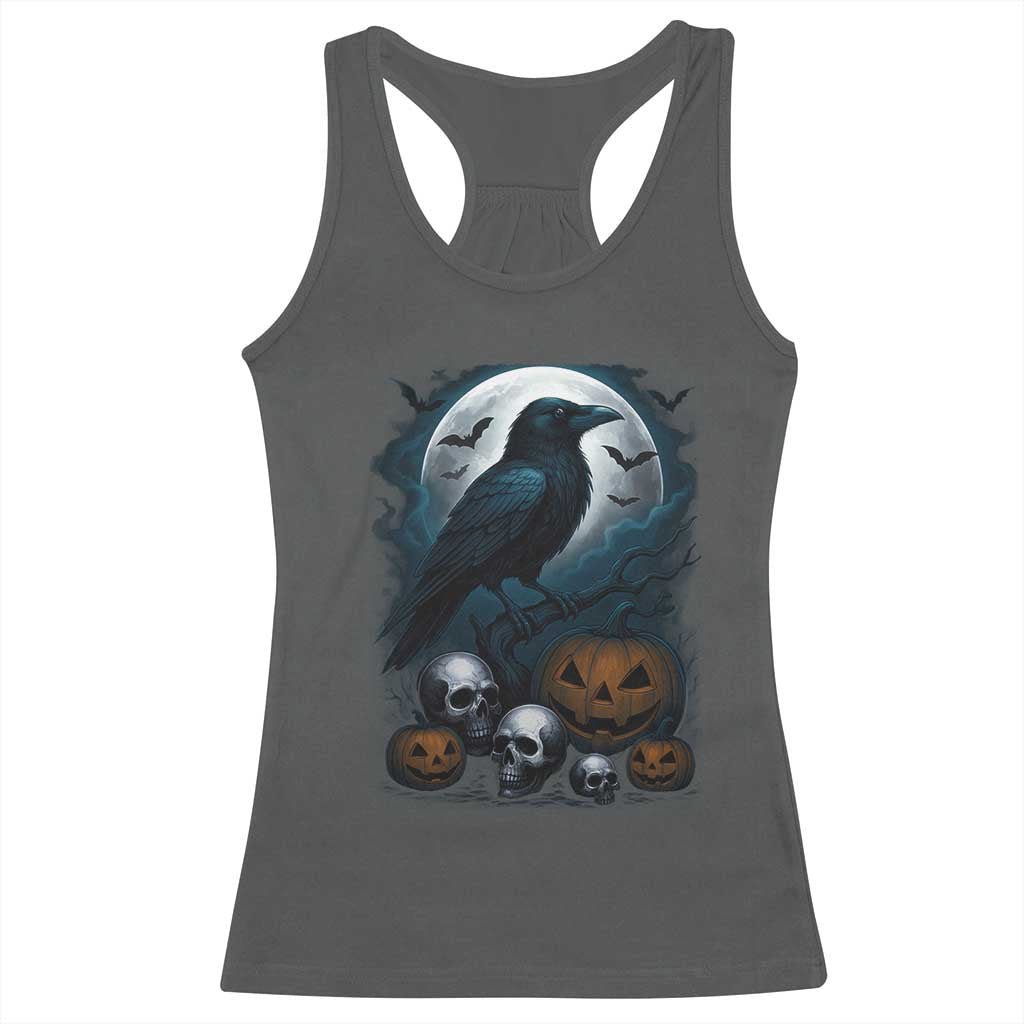 Halloween Gothic Raven Racerback Tank Top Full Moon Horror Art TS12 Dark Heather Print Your Wear