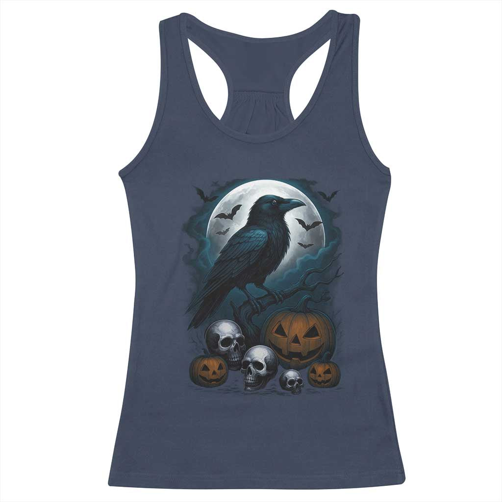 Halloween Gothic Raven Racerback Tank Top Full Moon Horror Art TS12 Navy Print Your Wear