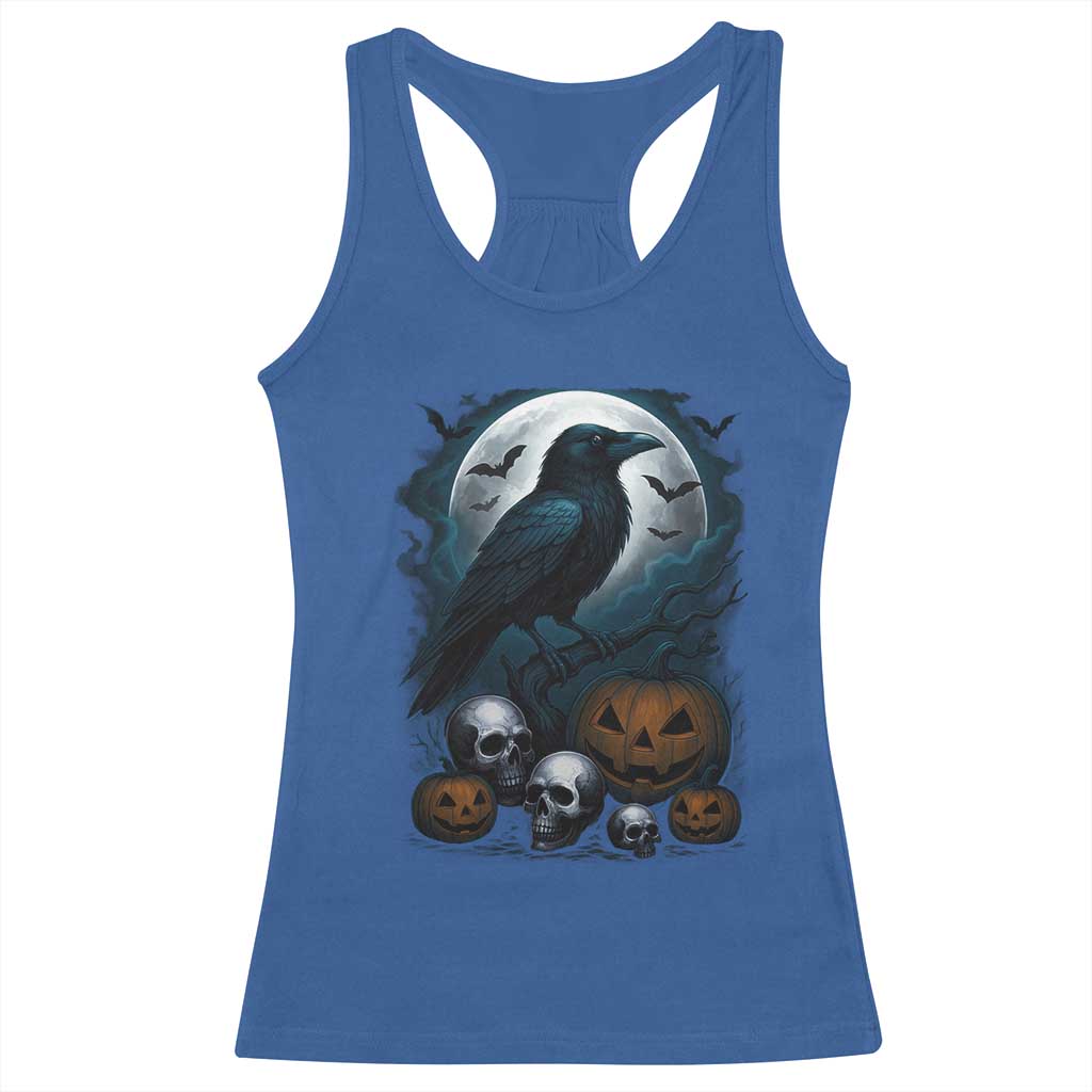 Halloween Gothic Raven Racerback Tank Top Full Moon Horror Art TS12 Royal Blue Print Your Wear