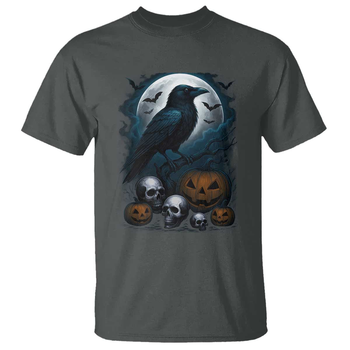 Halloween Gothic Raven T Shirt Full Moon Horror Art TS12 Dark Heather Print Your Wear