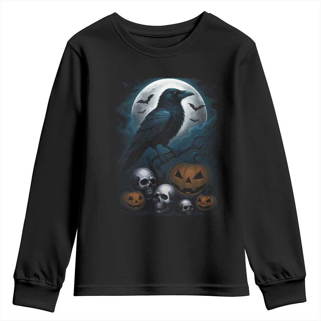 Halloween Gothic Raven Youth Sweatshirt Full Moon Horror Art TS12 Black Print Your Wear