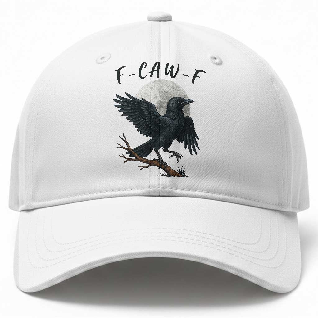 Funny Raven Bird Full Moon Art F Caw F Joke Baseball Cap TS12 Print Your Wear