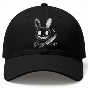 Funny Creepy Bunny With Knife Baseball Cap Cute Horror Aesthetic TS12 Print Your Wear