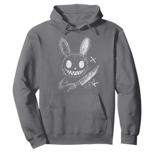 Funny Creepy Bunny With Knife Hoodie Cute Horror Aesthetic TS12 Charcoal Print Your Wear