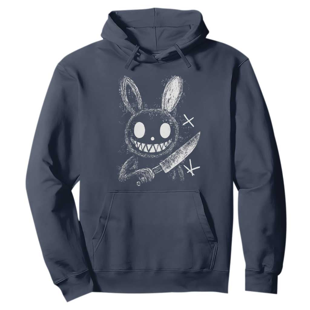Funny Creepy Bunny With Knife Hoodie Cute Horror Aesthetic TS12 Navy Print Your Wear