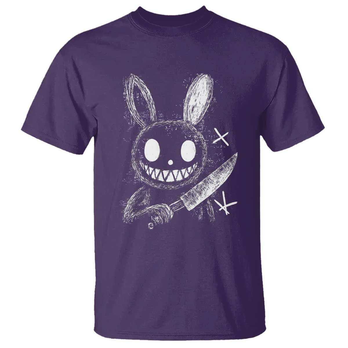 Funny Creepy Bunny With Knife T Shirt Cute Horror Aesthetic TS12 Purple Print Your Wear