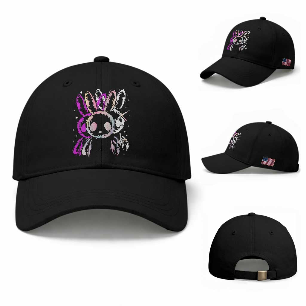 Horror Cute Bunny Rabbit Baseball Cap Horror Aesthetic TS12 Baseball Cap Universal Fit Black Print Your Wear