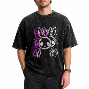Horror Cute Bunny Rabbit Washed Cotton T-Shirt Horror Aesthetic