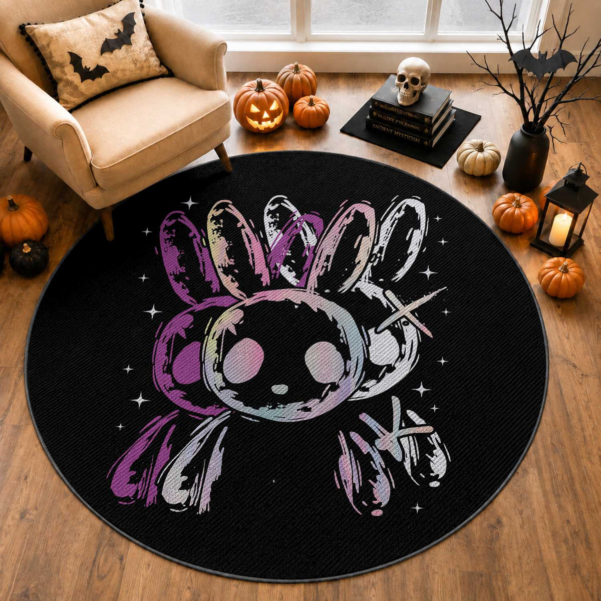 Horror Cute Bunny Rabbit Round Rug Horror Aesthetic