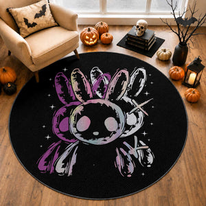 Horror Cute Bunny Rabbit Round Rug Horror Aesthetic