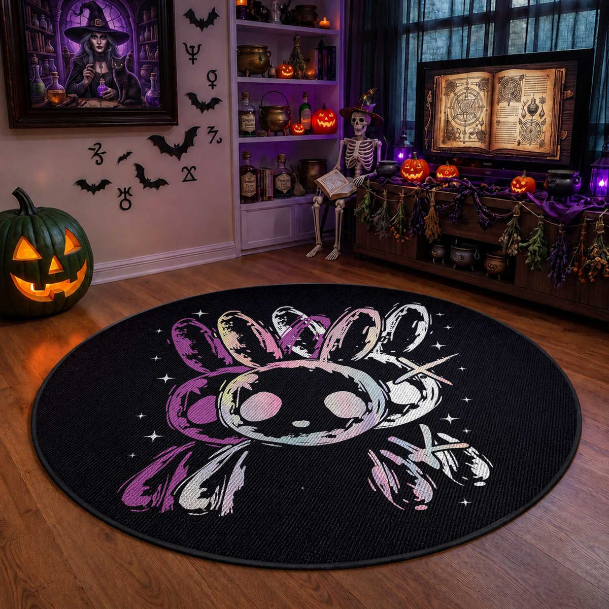 Horror Cute Bunny Rabbit Round Rug Horror Aesthetic