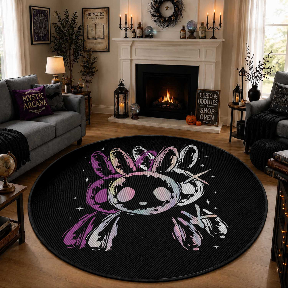 Horror Cute Bunny Rabbit Round Rug Horror Aesthetic