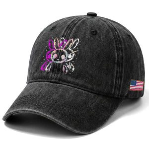 Horror Cute Bunny Rabbit Washed Cotton Baseball Cap Horror Aesthetic TS12 Print Your Wear