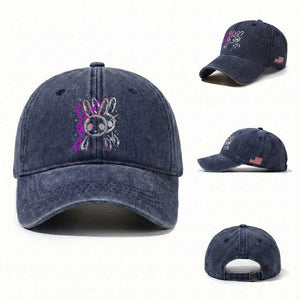 Horror Cute Bunny Rabbit Washed Cotton Baseball Cap Horror Aesthetic TS12 Washed Cap Universal Fit Navy Print Your Wear