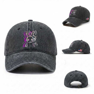 Horror Cute Bunny Rabbit Washed Cotton Baseball Cap Horror Aesthetic TS12 Washed Cap Universal Fit Dark Gray Print Your Wear