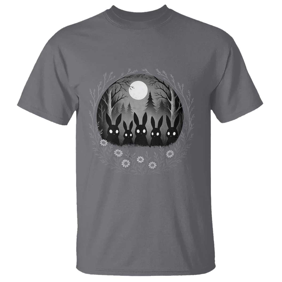 Creepy Cute Bunny Rabbits T Shirt Dark Horror Aesthetic TS12 Charcoal Print Your Wear