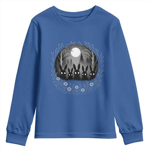 Creepy Cute Bunny Rabbits Youth Sweatshirt Dark Horror Aesthetic TS12 Royal Blue Print Your Wear