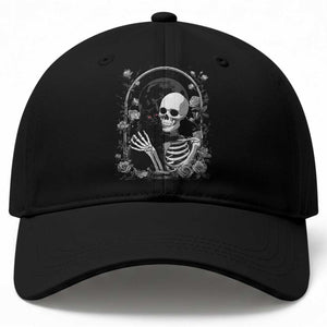 Funny Full Moon Horror Art Baseball Cap Skeleton Hug Maine Coon Cat TS12 Print Your Wear