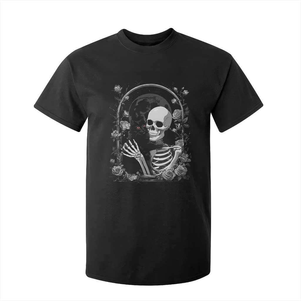 Funny Full Moon Horror Art T Shirt For Kid Skeleton Hug Maine Coon Cat TS12 Black Print Your Wear