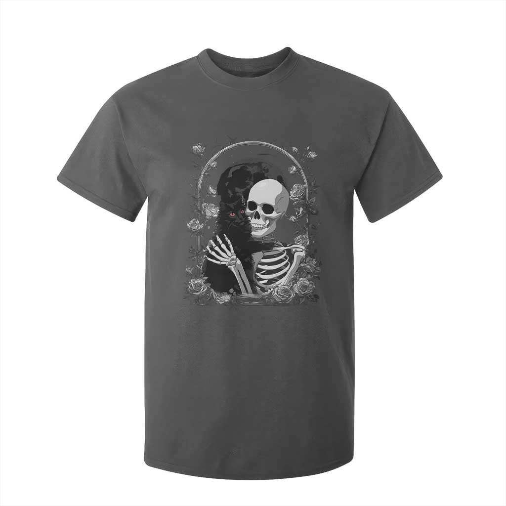 Funny Full Moon Horror Art T Shirt For Kid Skeleton Hug Maine Coon Cat TS12 Dark Heather Print Your Wear