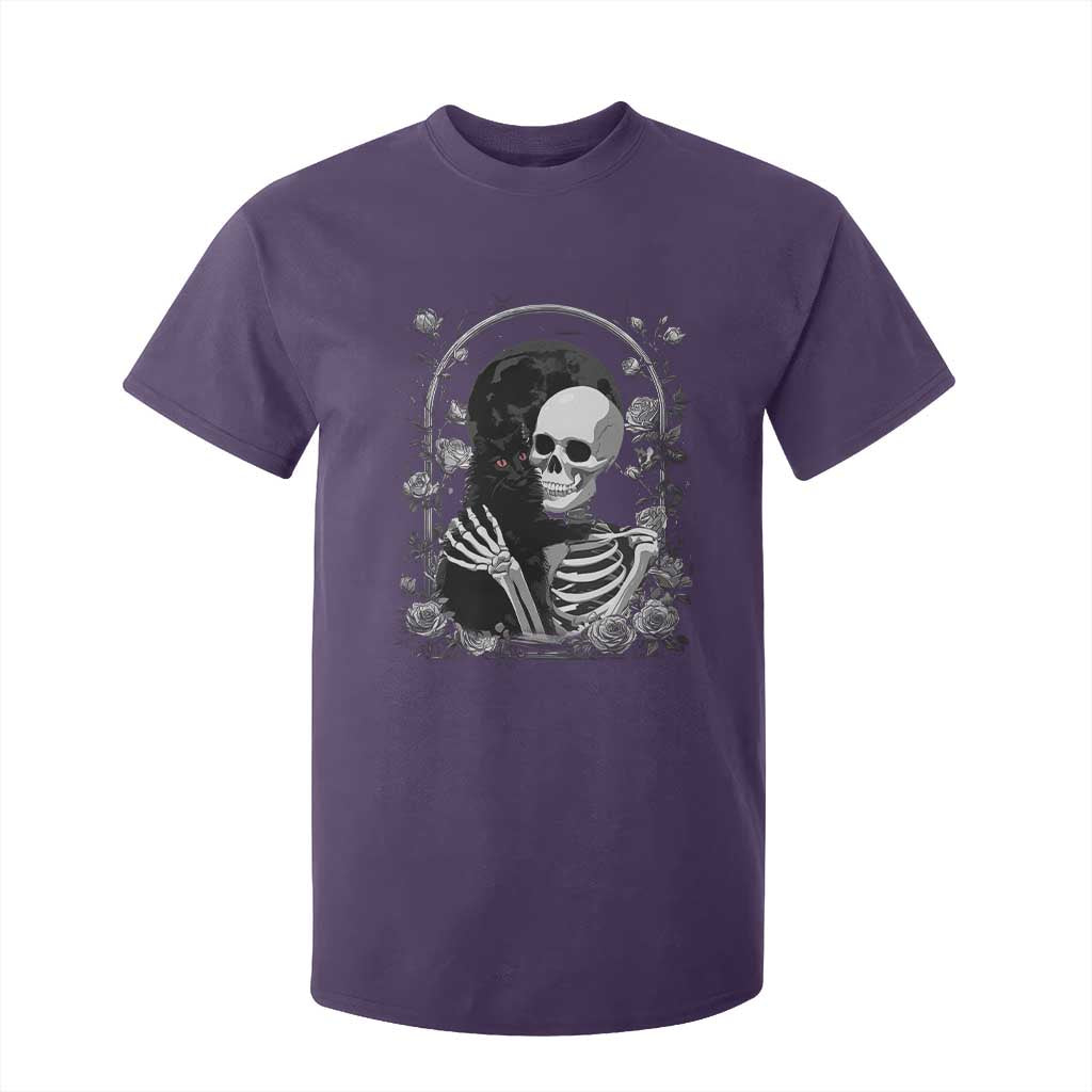 Funny Full Moon Horror Art T Shirt For Kid Skeleton Hug Maine Coon Cat TS12 Purple Print Your Wear