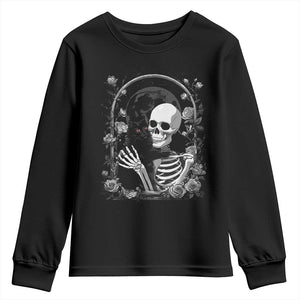 Funny Full Moon Horror Art Youth Sweatshirt Skeleton Hug Maine Coon Cat TS12 Black Print Your Wear