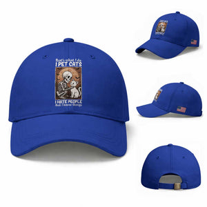 Funny Skeleton Cat Baseball Cap Thats What I Do I Pet Cats I Hate People And I Know Things TS12 Baseball Cap Universal Fit Royal Blue Print Your Wear
